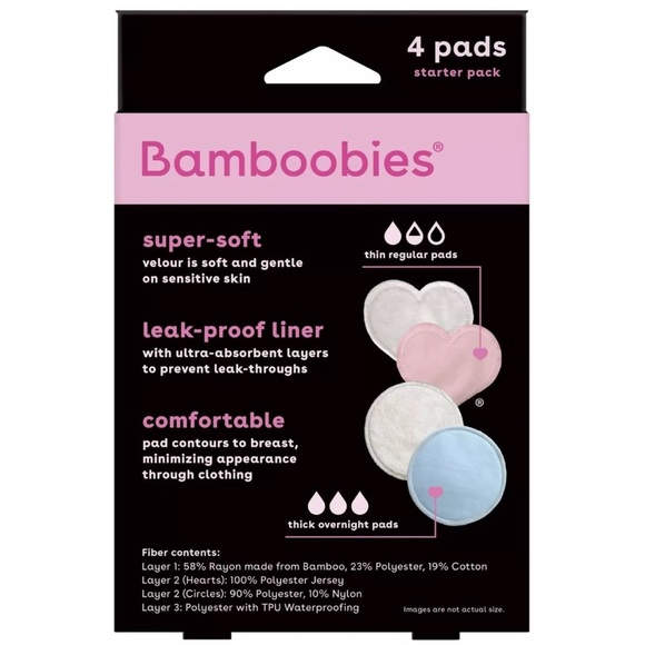 Bamboobies® Washable Nursing Pads For Breastfeeding, Reusable Breast, 2 … - Picture 8 of 9